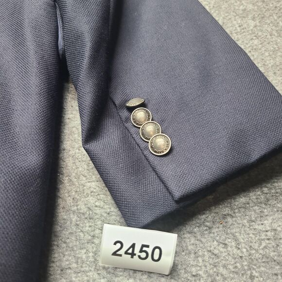 Jos A Bank Blazer Mens 40 Long Navy Blue Tailored Fit Wool Traveler's Collection - Picture 10 of 10